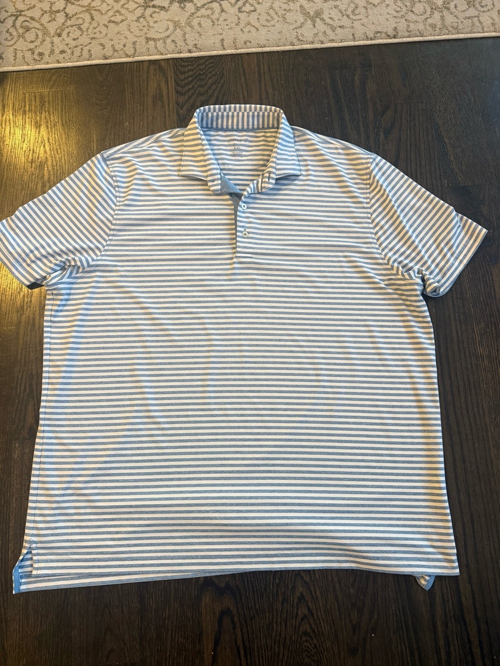 Johnnie O Men's Blue and White Striped Polo Shirt